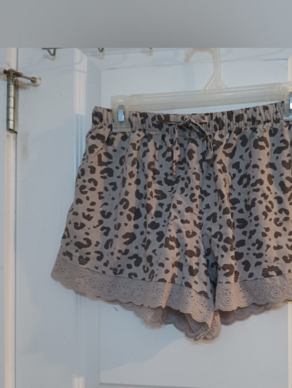 Zoe + Liv Taupe and Gray Leopard Print Shorts